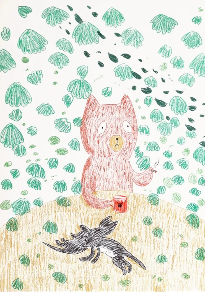 Lithografie Kaga - Kumacchi in green 1