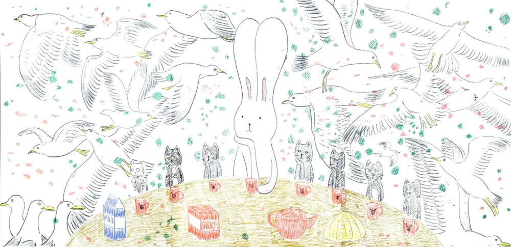 Lithografie Kaga - Usacchi con gaviotas