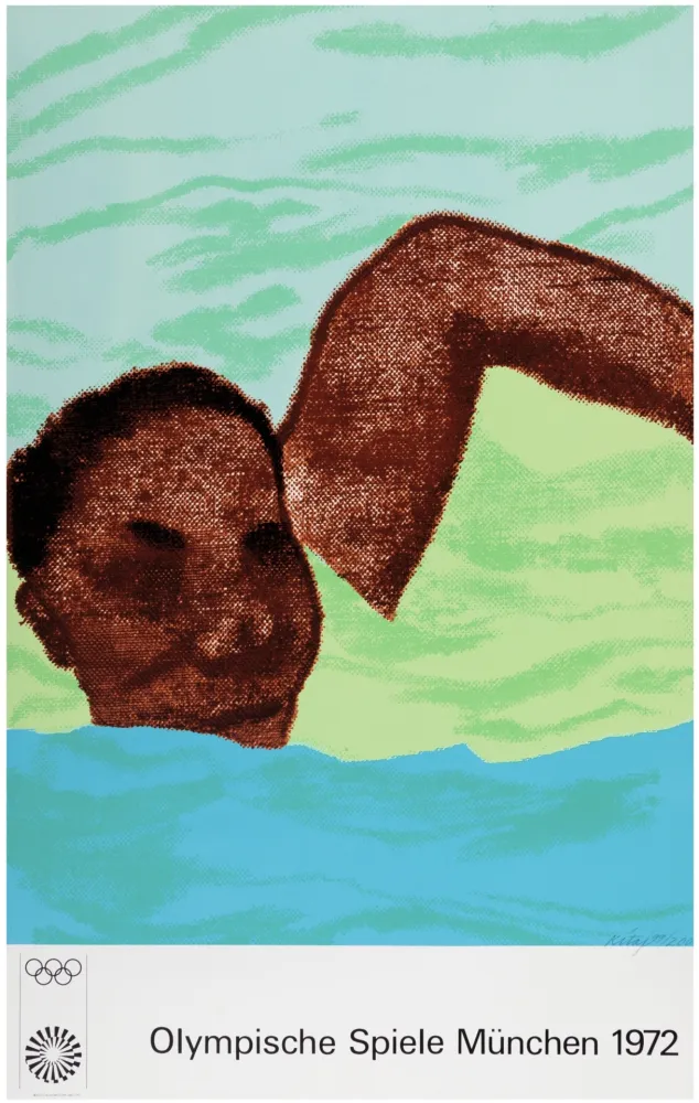Lithografie Kitaj - Swimmer, from the Munich Olympics Portfolio, 1972 - Hand-signed