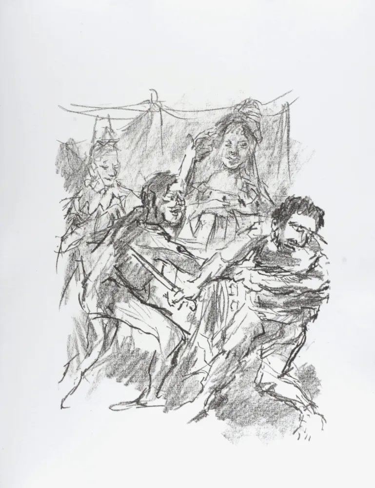 Lithografie Kokoschka - Edgar and Edmund fight , 1963