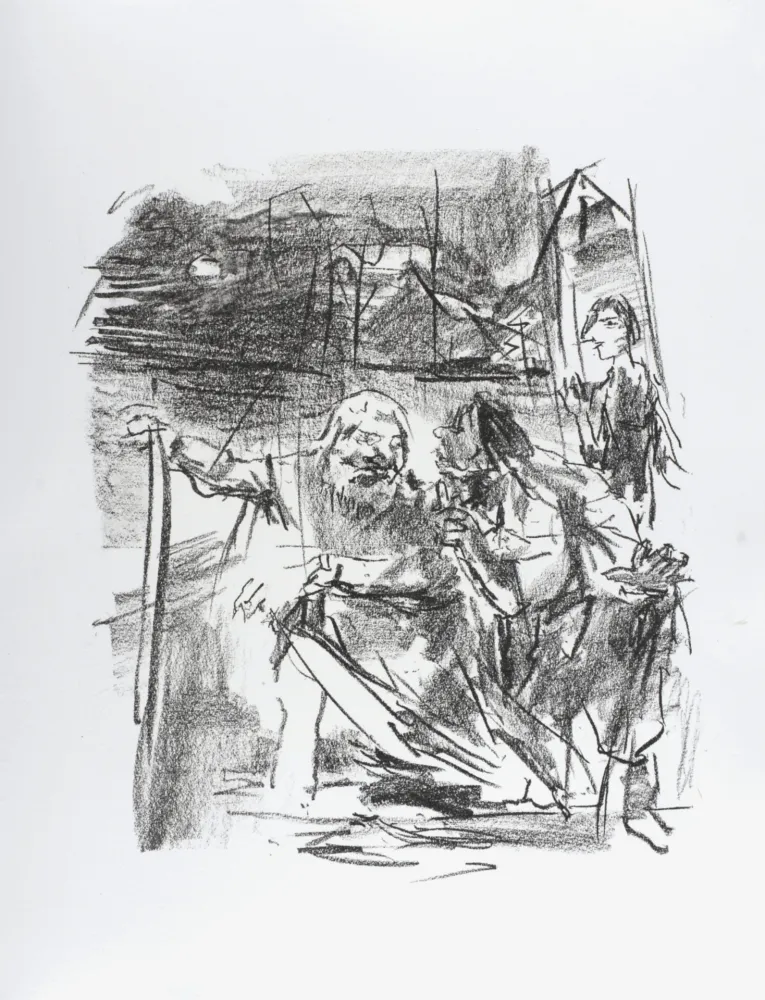 Lithografie Kokoschka - Gloucester led by an old man, 1963