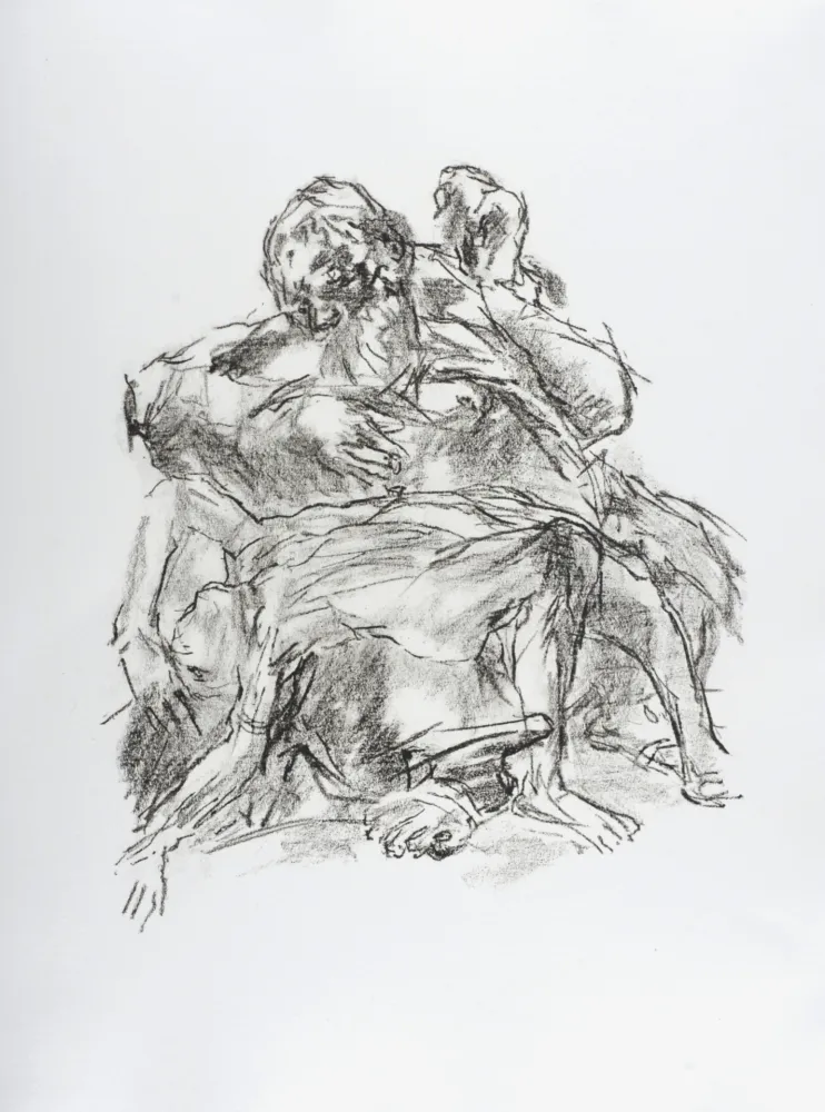 Lithografie Kokoschka - Lear with the body of Cordelia, 1963