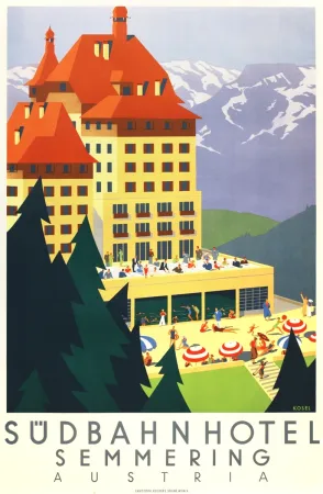 Lithografie Kosel - Südbahnhotel Semmering Austria