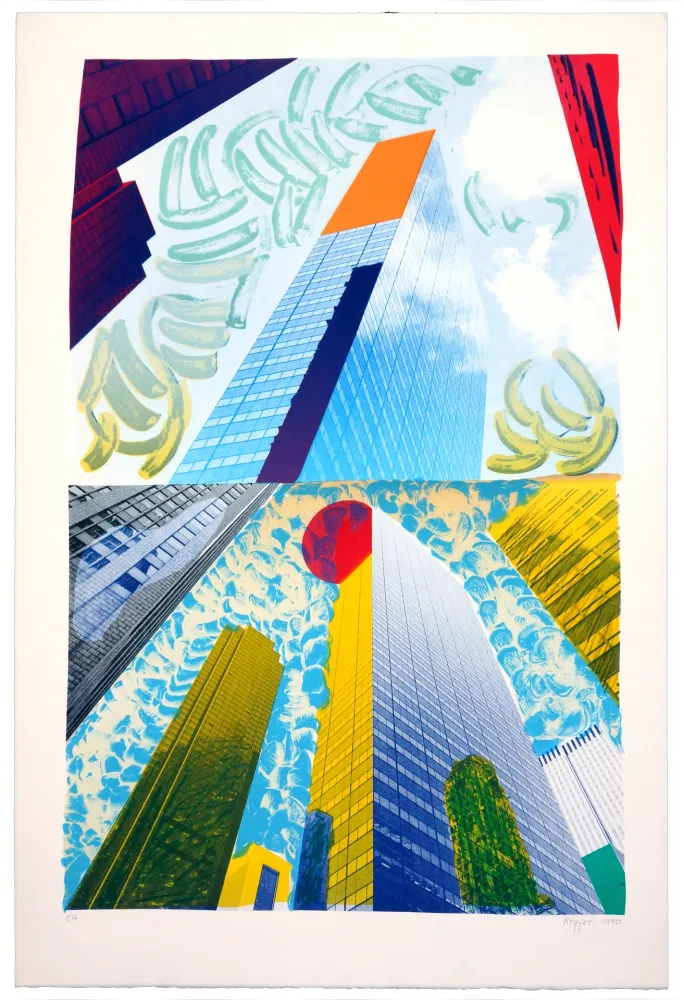 Lithografie Krøjer - Up town Manhattan