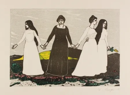 Houtsnede Laage - Sommers Abschied von der Heide