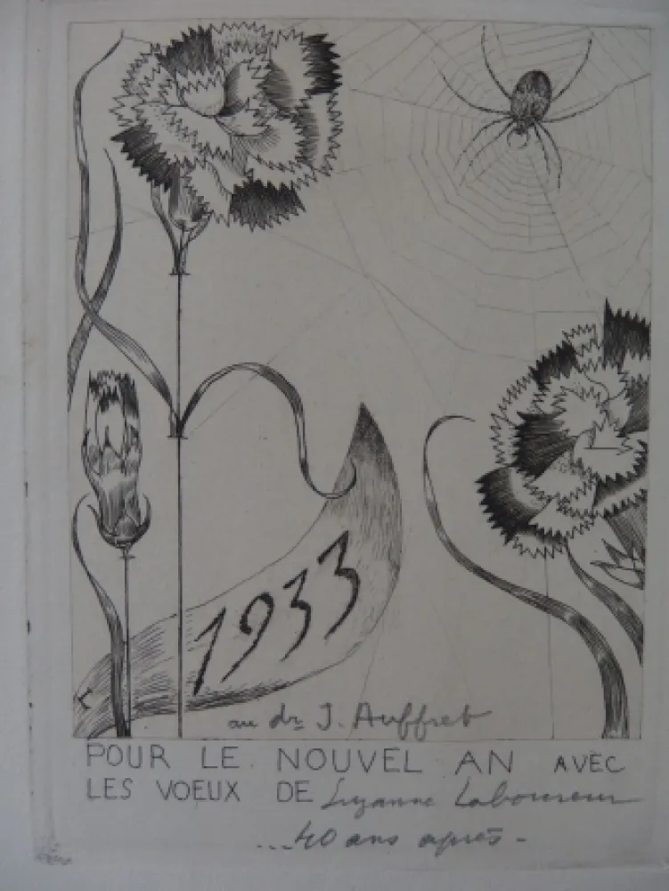 Gravure Laboureur - L'araignée aux fleurs