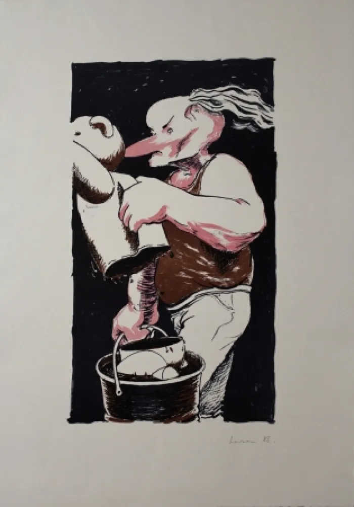 Lithografie Larsen - The Assistant Helps Out