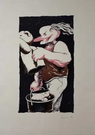 Lithografie Larsen - The Assistant Helps Out