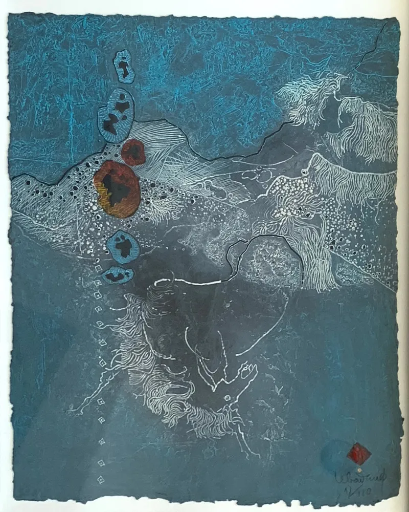 Ets En Aquatint Lebadang - Blue Abstract