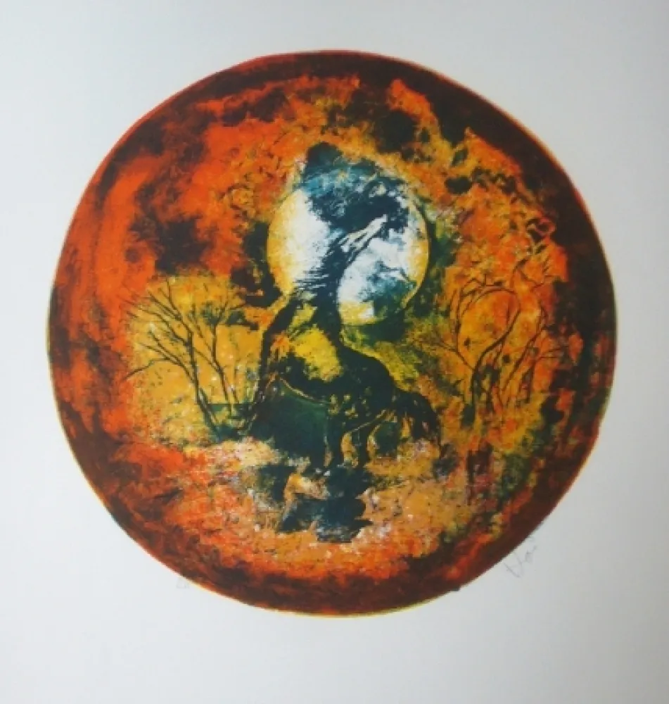 Lithografie Lebadang - Cheval clair lune