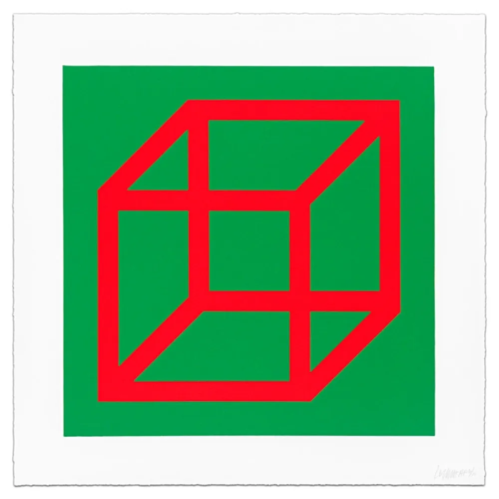 Linosnede Lewitt - Cubes in Color on Color