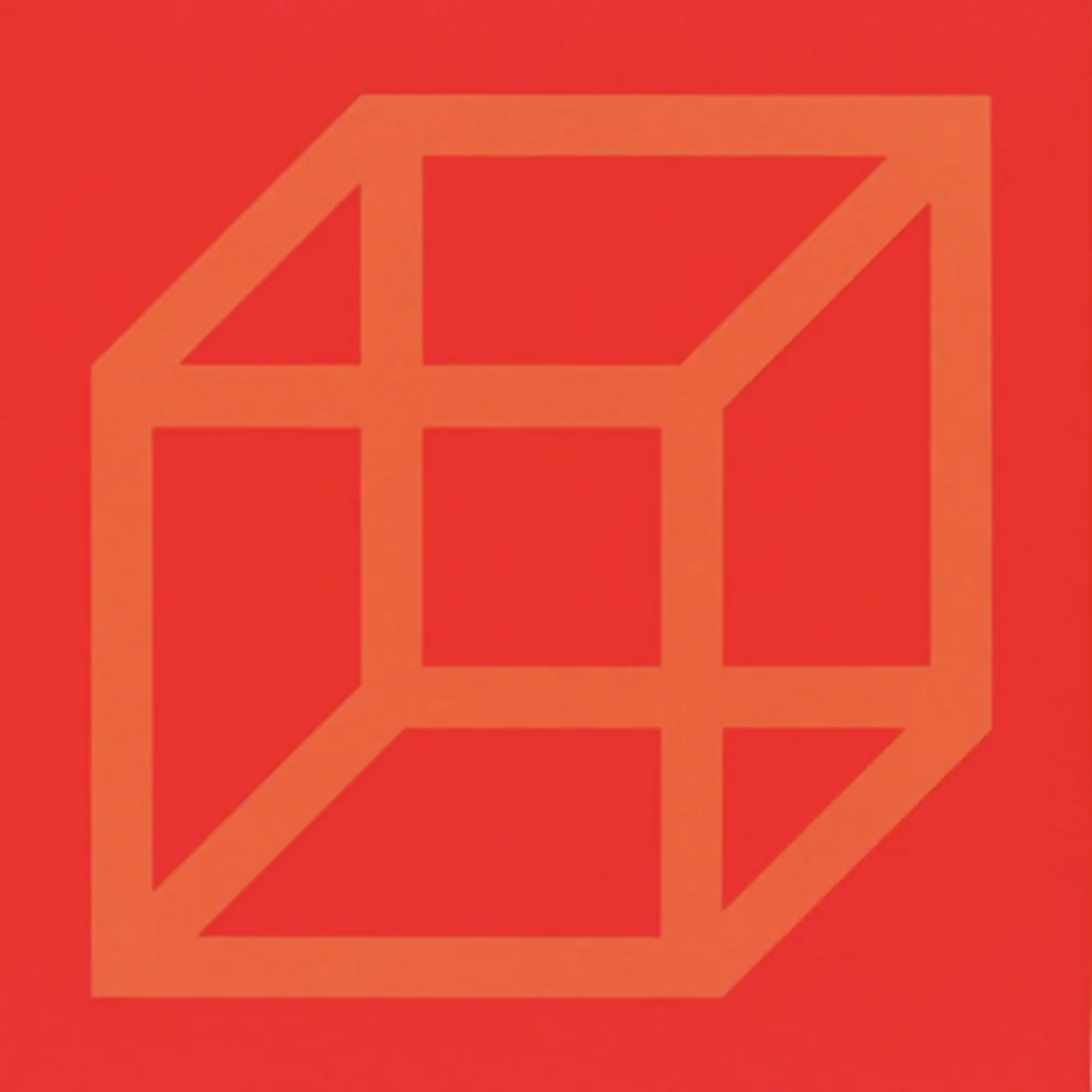 Linosnede Lewitt - Cubes in Color on Color (Yellow/Red)_copy
