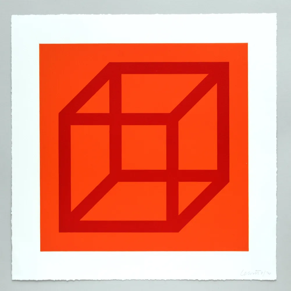 Linosnede Lewitt - Open Cube in Color on Color Plate 03