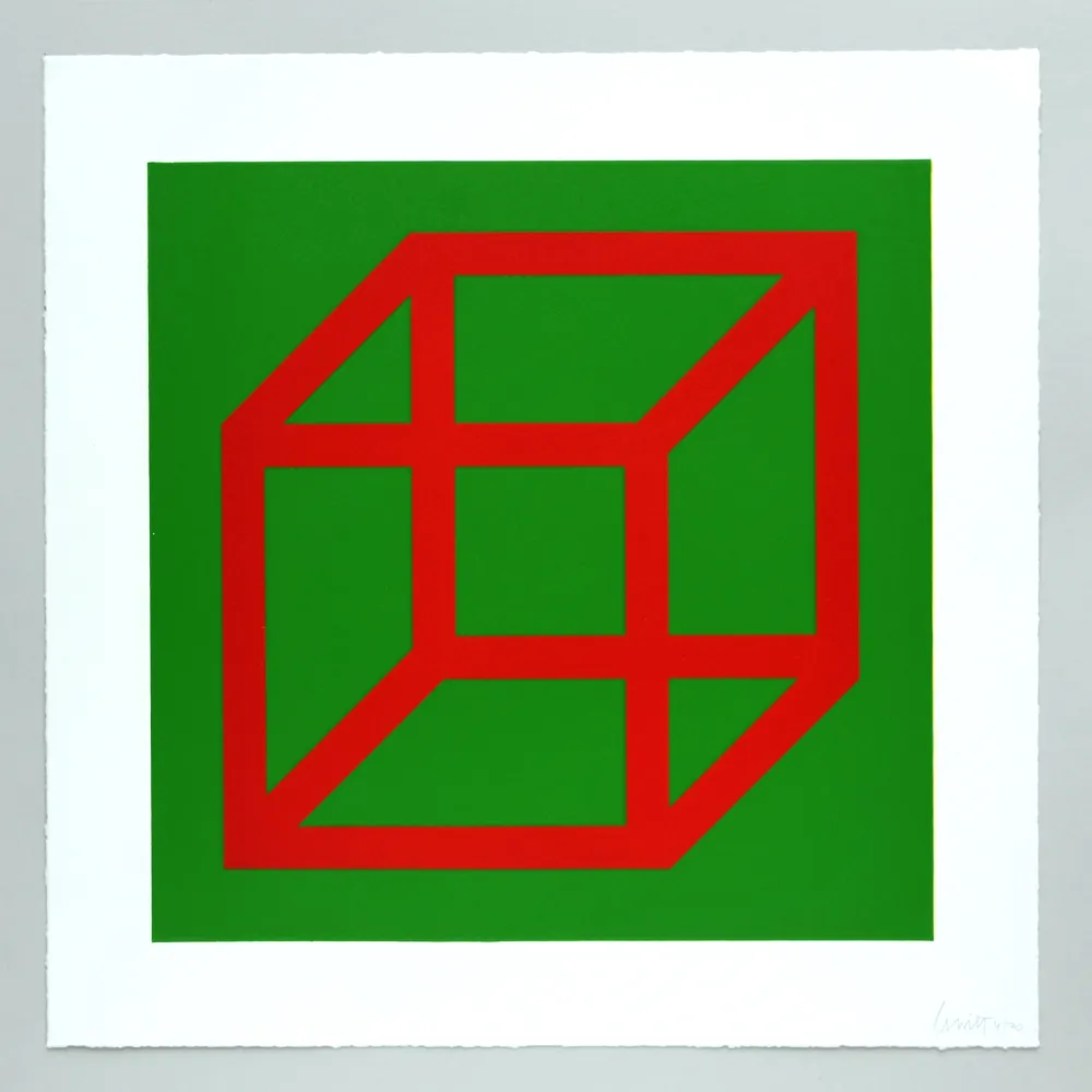Linosnede Lewitt - Open Cube in Color on Color Plate 04