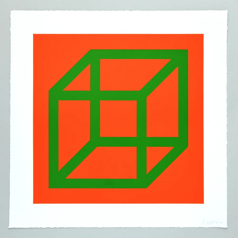 Linosnede Lewitt - Open Cube in Color on Color Plate 25