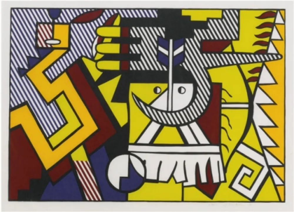Houtsnede Lichtenstein - American Indian Theme VI
