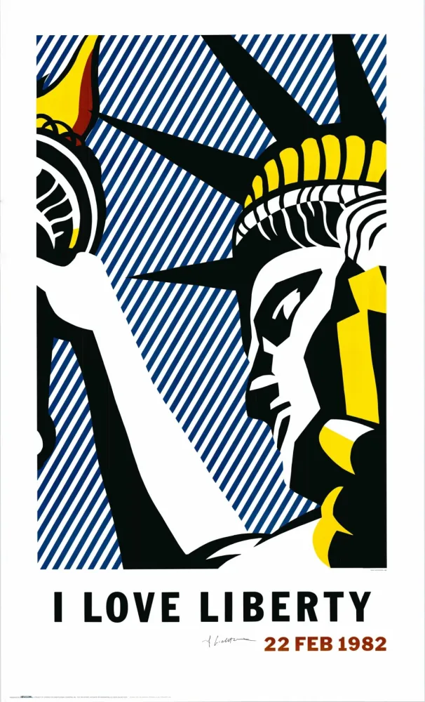 Lithografie Lichtenstein - 'I Love Liberty' Hand-Signed 1982 Offset-lithograph