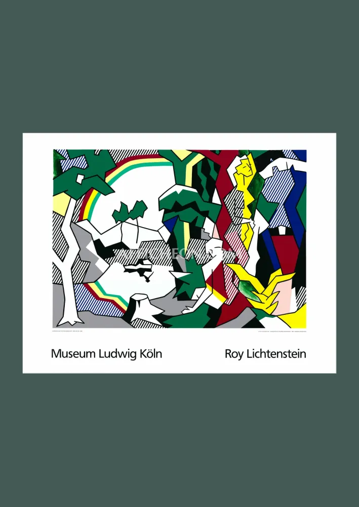 Zeefdruk Lichtenstein - Roy Lichtenstein: 'Landscape with Figures and Rainbow' 1989 Offset-serigraph