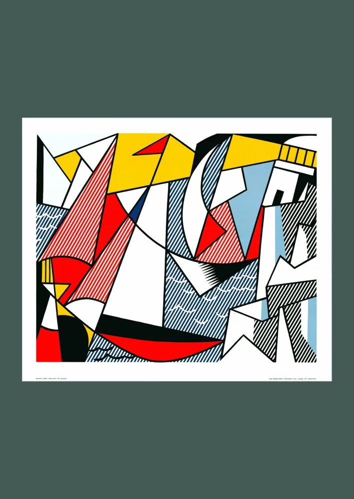Lithografie Lichtenstein - Roy Lichtenstein: 'Sailboats' 1973 Offset-lithograph