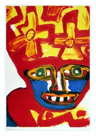 Lithografie Lindstrom - Chapeau rouge et jaune