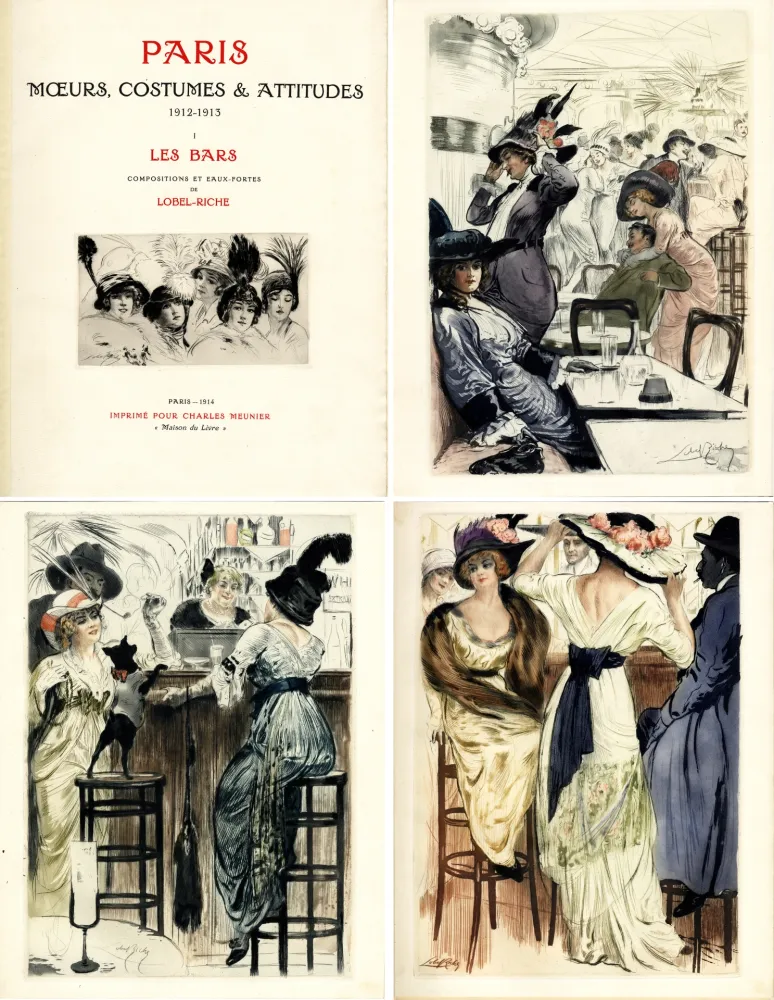 Geïllustreerd Boek Lobel-Riche - PARIS. MŒURS, COSTUMES ET ATTITUDES, 1912-1913. LES BARS (M. Guillemot).