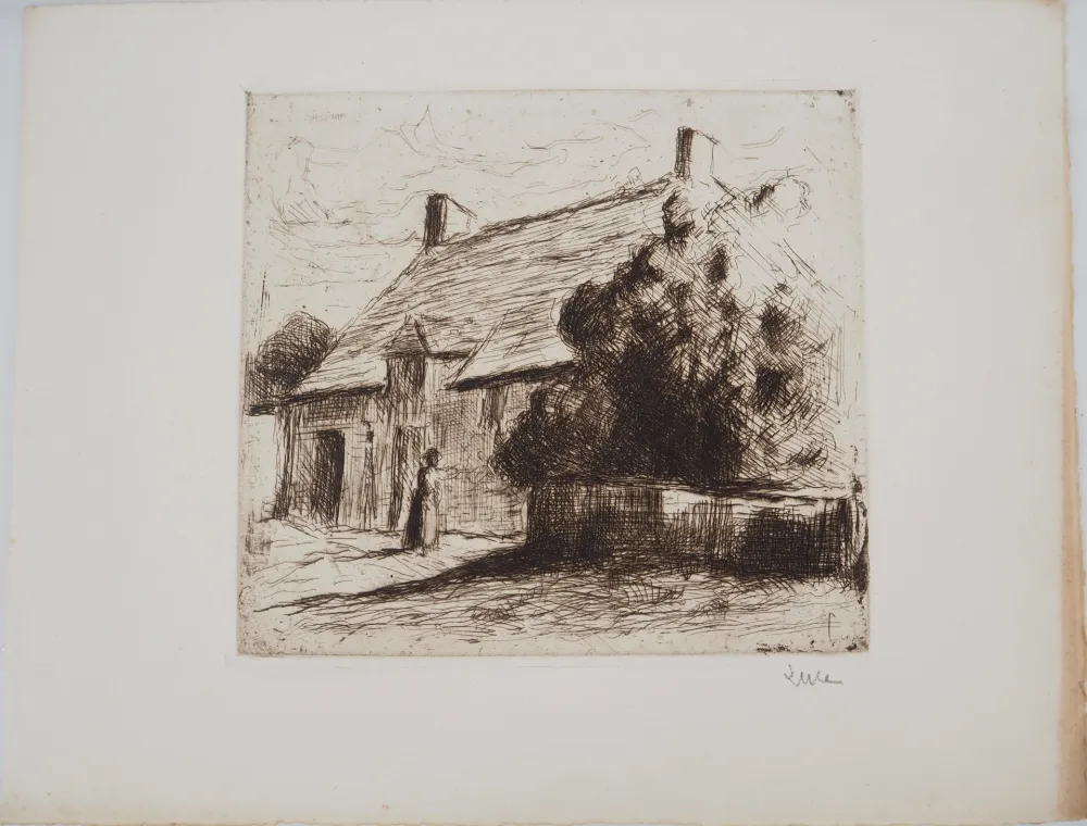 Droge Naald Luce - Maximilien LUCE - Maison villageoise à Bessy-sur-Cure Vers 1900 - Gravure originale signée