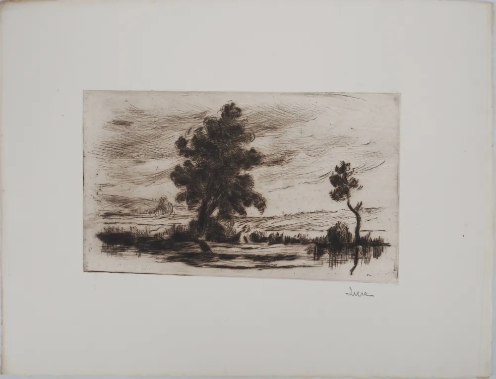 Droge Naald Luce - Maximilien LUCE - Paysage bucolique (Yonne) Vers 1910 - Gravure originale signée