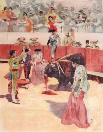 Lithografie Lunois - La Corrida:  