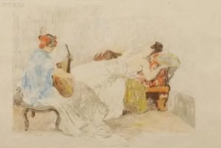 Lithografie Lunois - Le repos des danseuses