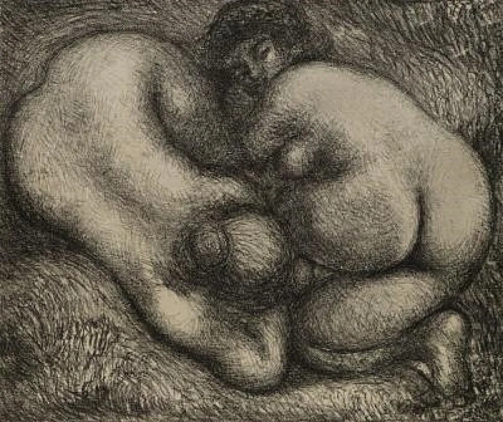 Lithografie Maillol - Deux femmes dans l’herbe.