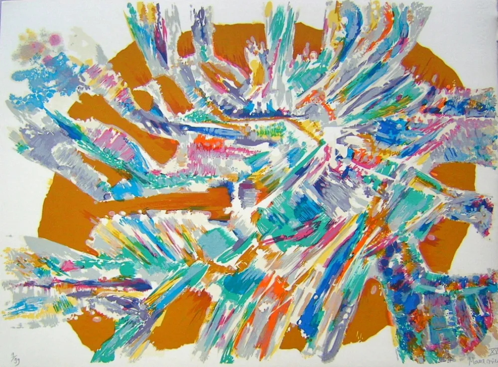 Lithografie Manessier - Suite de Paques XV, L'Apparitition de Jésus af Marie de Magdala