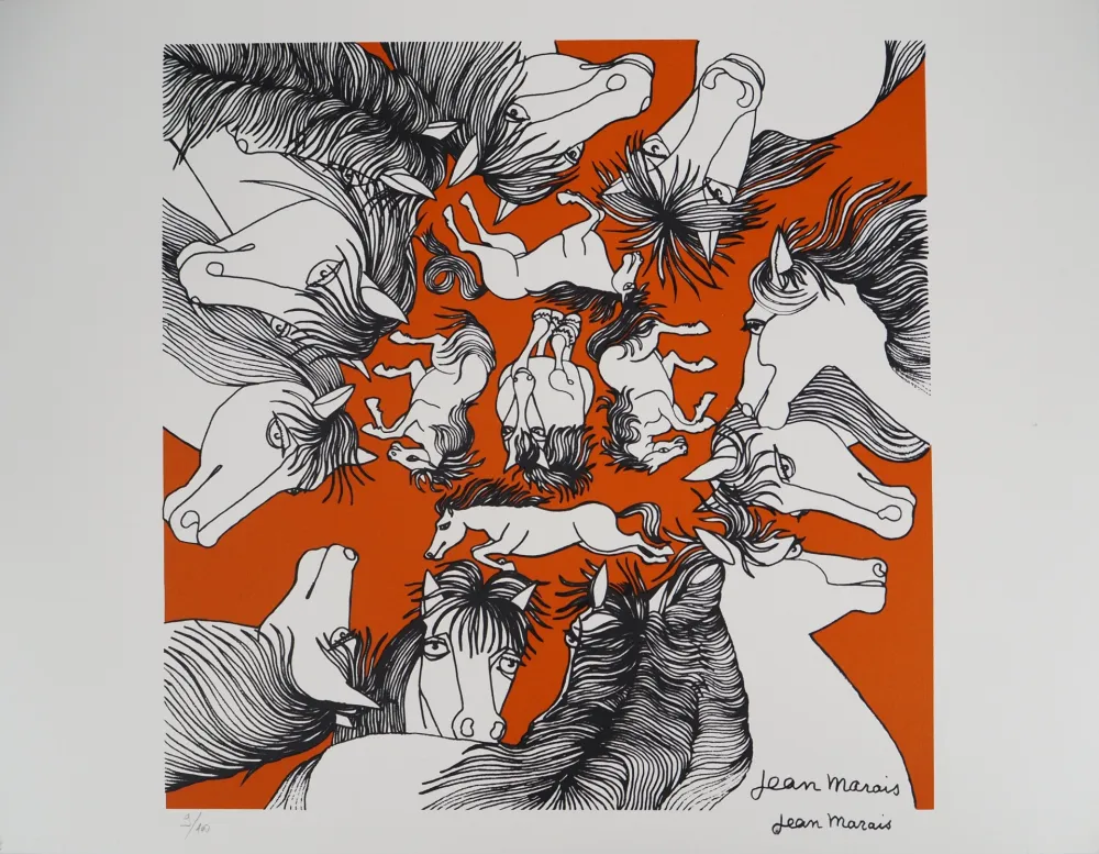 Lithografie Marais  - Hommage au cheval