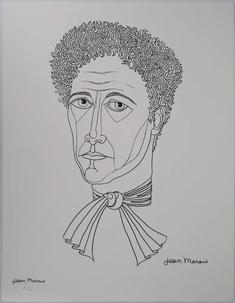 Lithografie Marais  - Portrait de Jean Cocteau