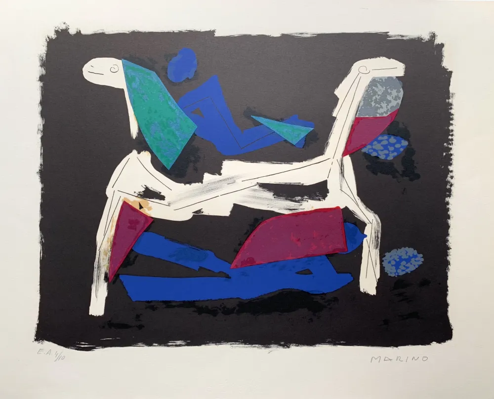 Lithografie Marini - Chevaux et cavaliers I 