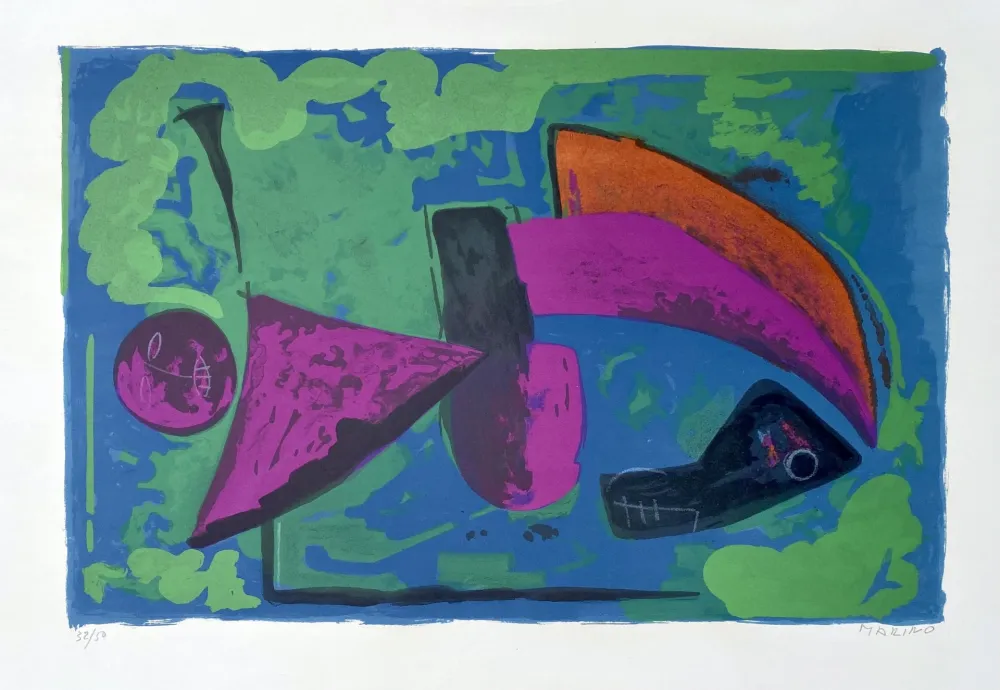 Lithografie Marini - Guerriero, 1968