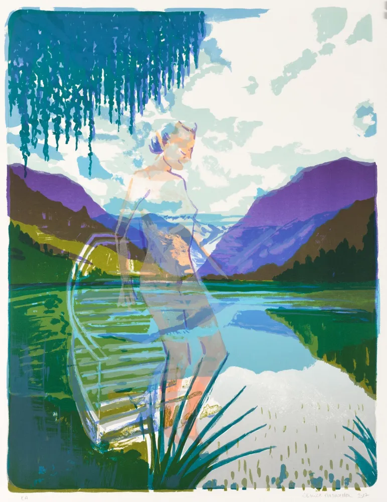 Lithografie Masmonteil - Baigneuse 4 (Sur la fontaine River)