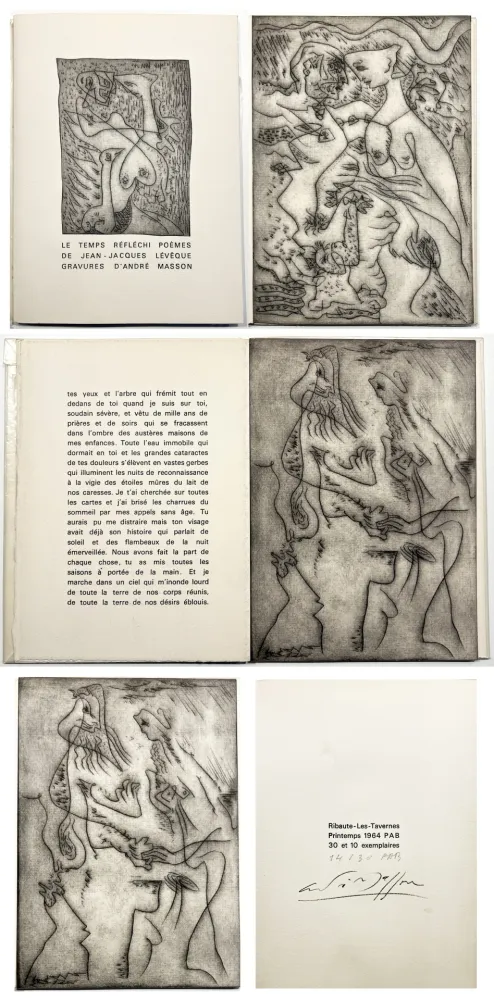 Geïllustreerd Boek Masson - J.J Lévêque. LE TEMPS RÉFLÉCHI. Gravures d'André Masson. PAB 1964