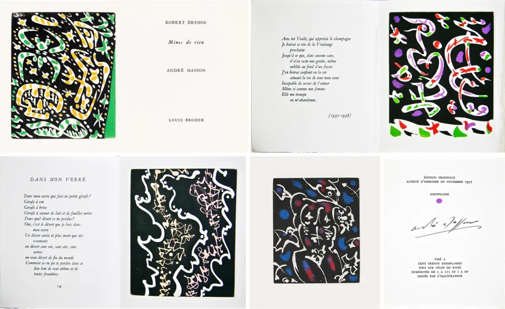 Geïllustreerd Boek Masson - R. Desnos: MINES DE RIEN. 4 gravures originales en couleurs (1957).