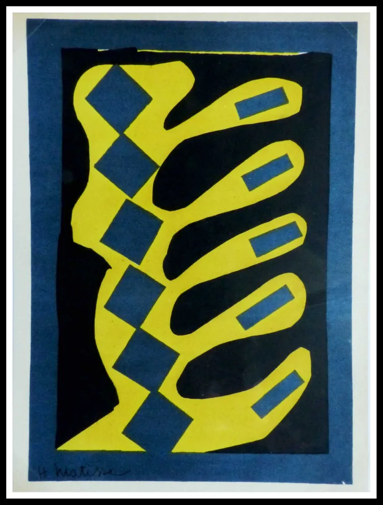 Lithografie Matisse - COMPOSITION  JAUNE BLEU ET NOIR