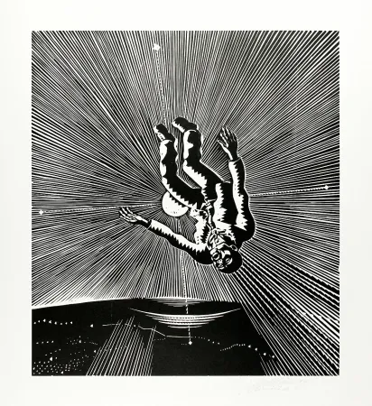 Houtsnede Mattheuer - Hin ist er (He’s gone)