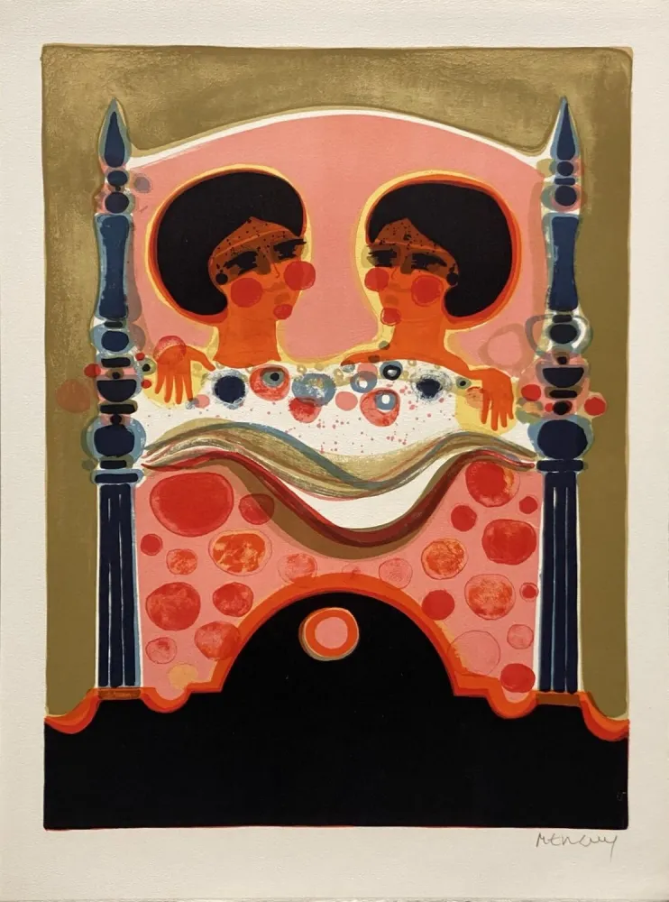 Lithografie Menguy - La sieste