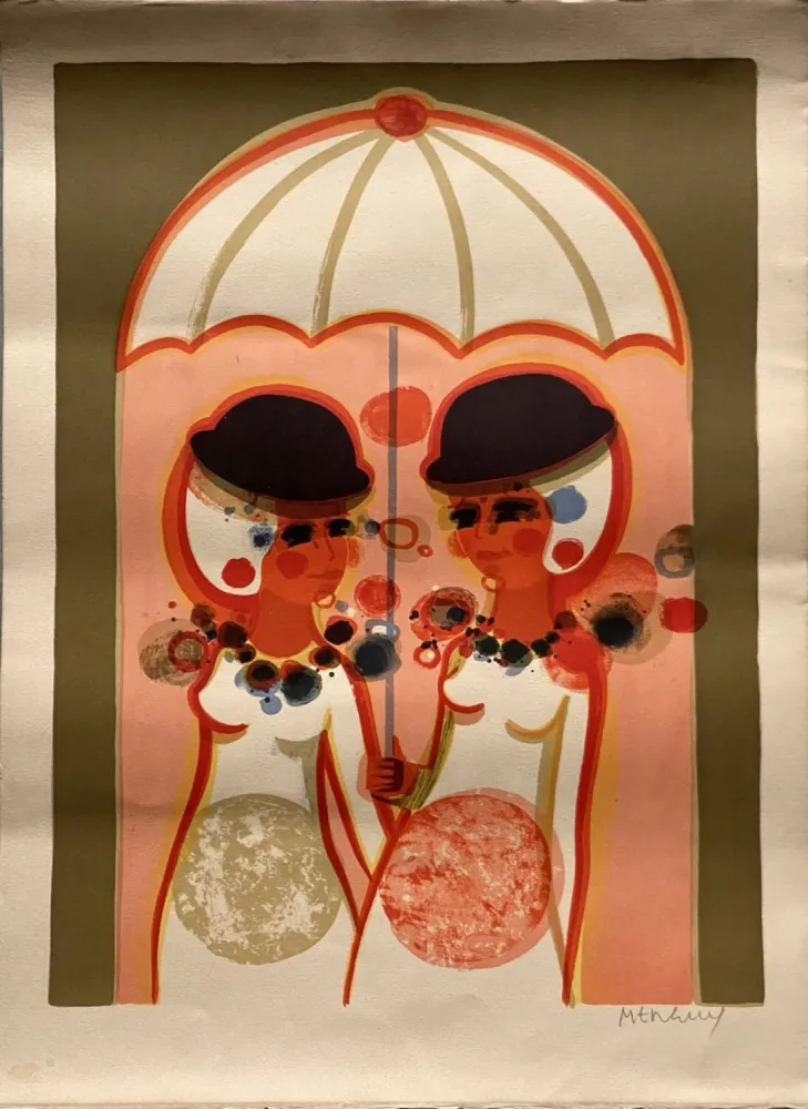 Lithografie Menguy - Le parapluie