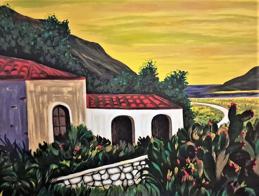 Zeefdruk Migneco - Paesaggio Siciliano