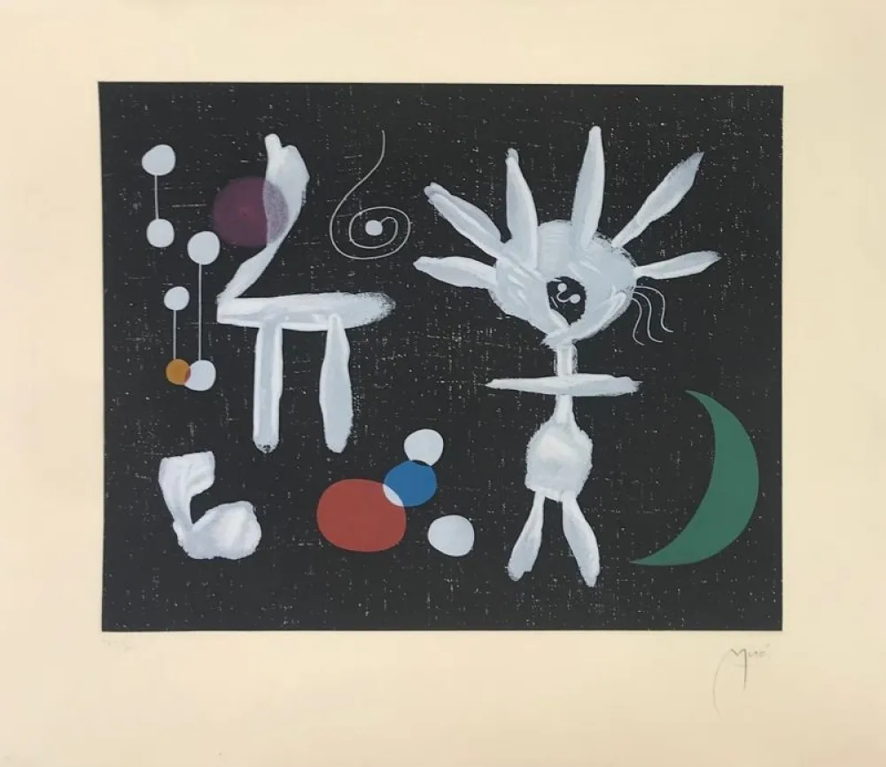 Ets En Aquatint Miró - La pluie matinale au clair de lune 