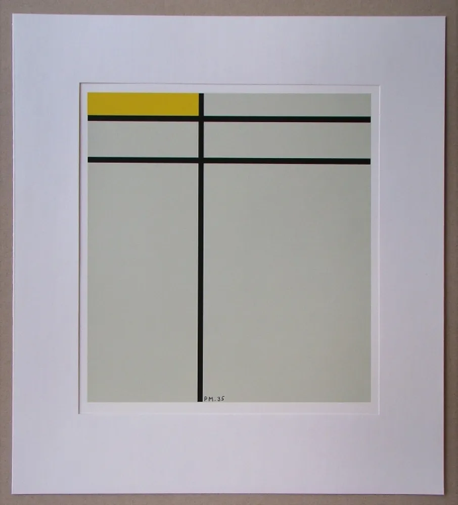 Zeefdruk Mondrian - Compositie met geel - 1935