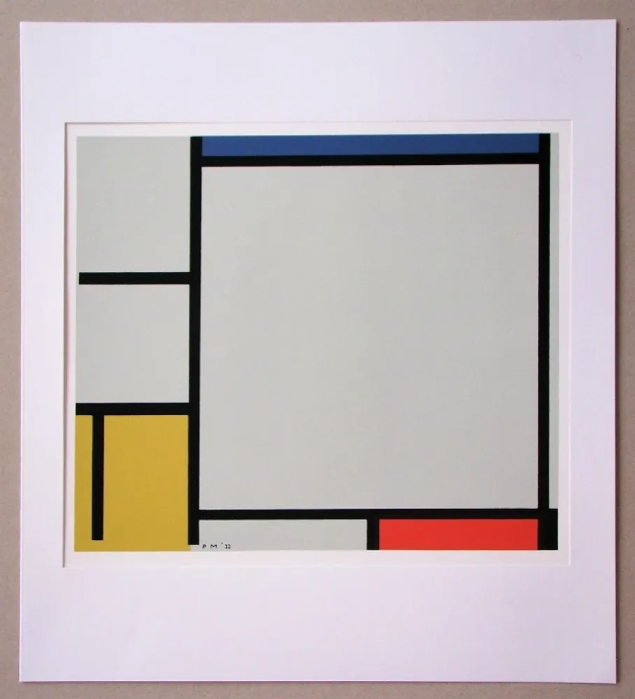 Zeefdruk Mondrian - Compositie met rood, geel en blauw - 1922
