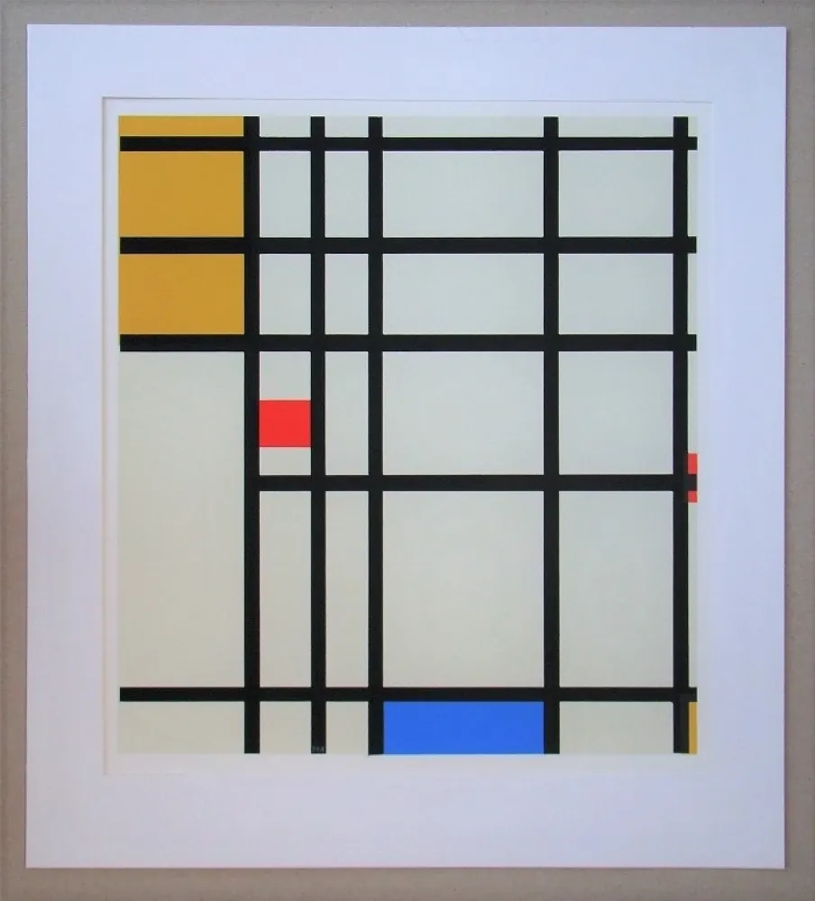 Zeefdruk Mondrian - Compositie met rood, geel en blauw - 1936/43