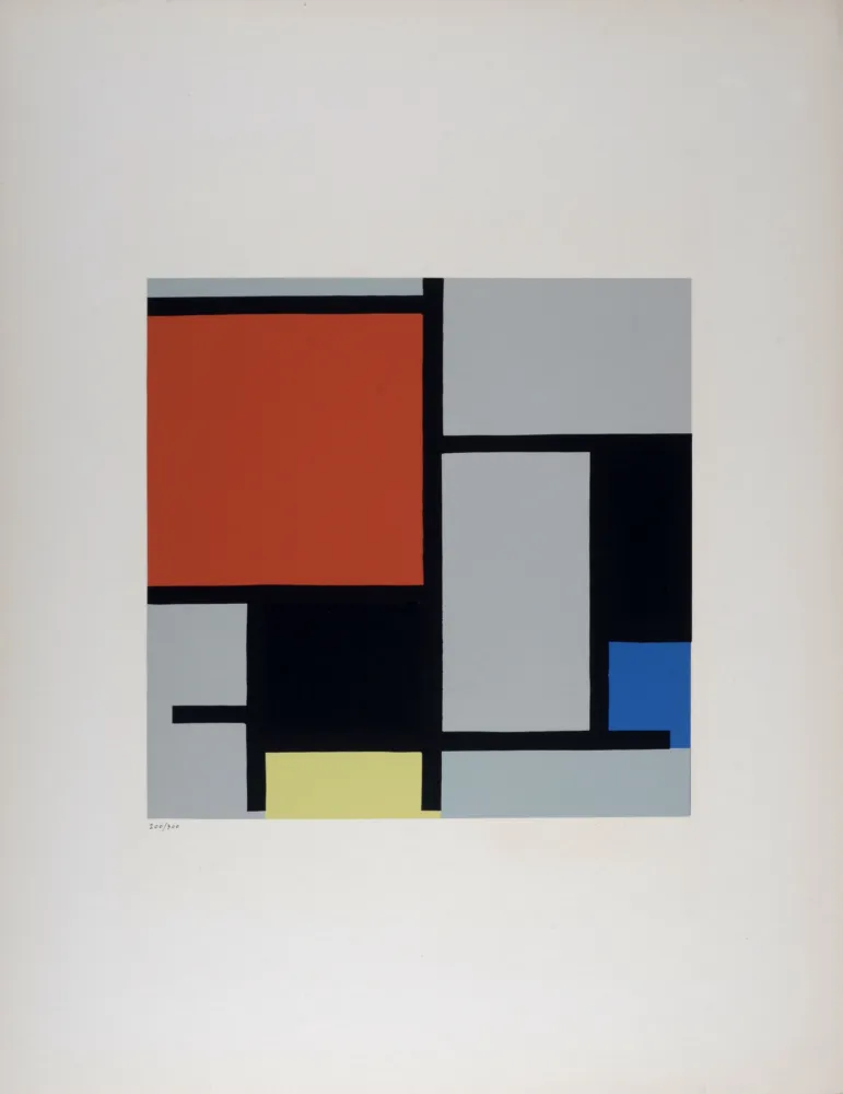 Zeefdruk Mondrian - Composition, 1953.