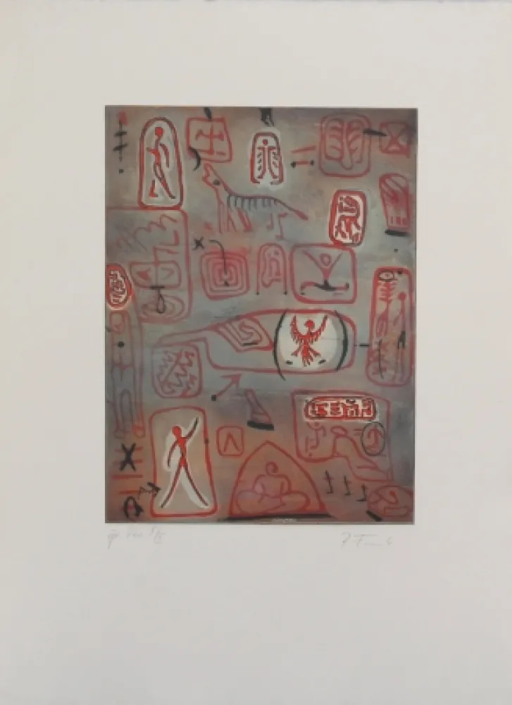 Ets En Aquatint Monk - Wandmalerei (Cave Painting)