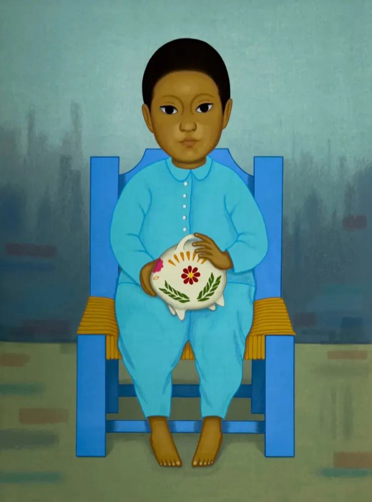 Zeefdruk Montoya - Nino con cochinito